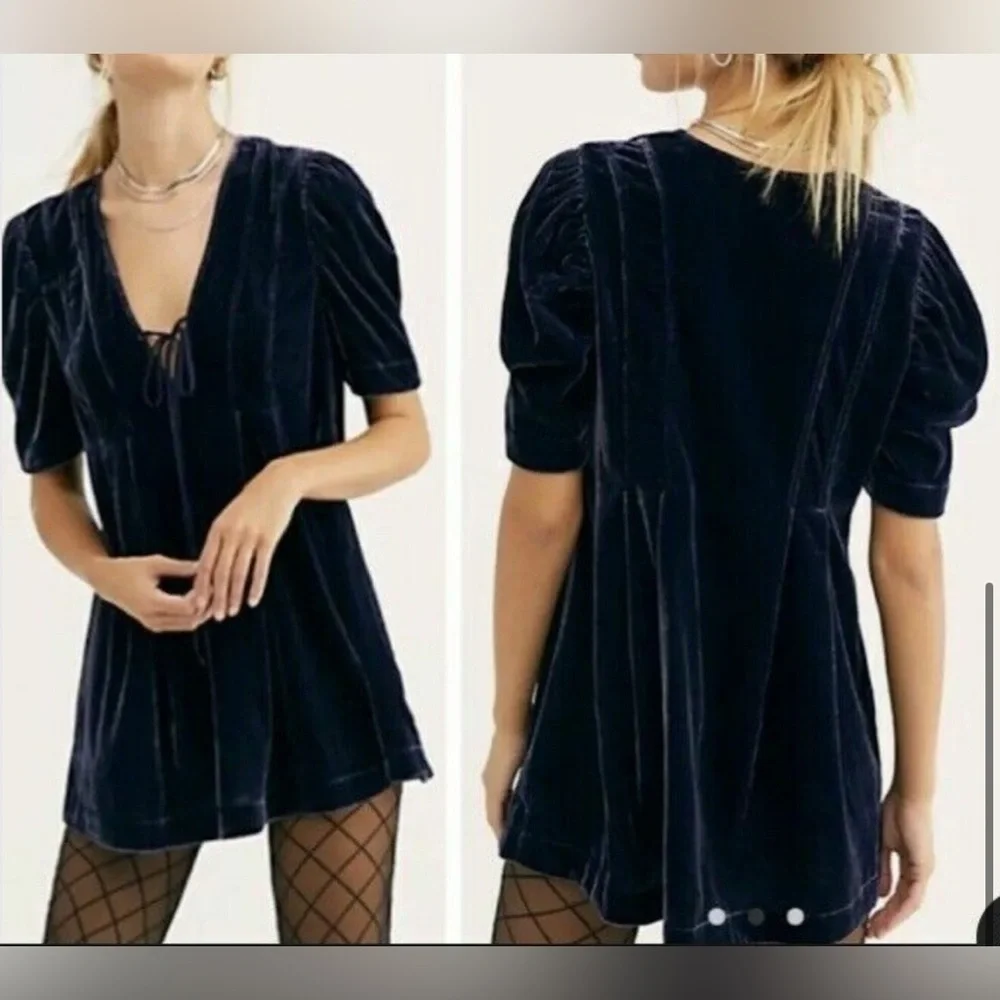 Free People Adele Velvet Tunic Top Size S/P